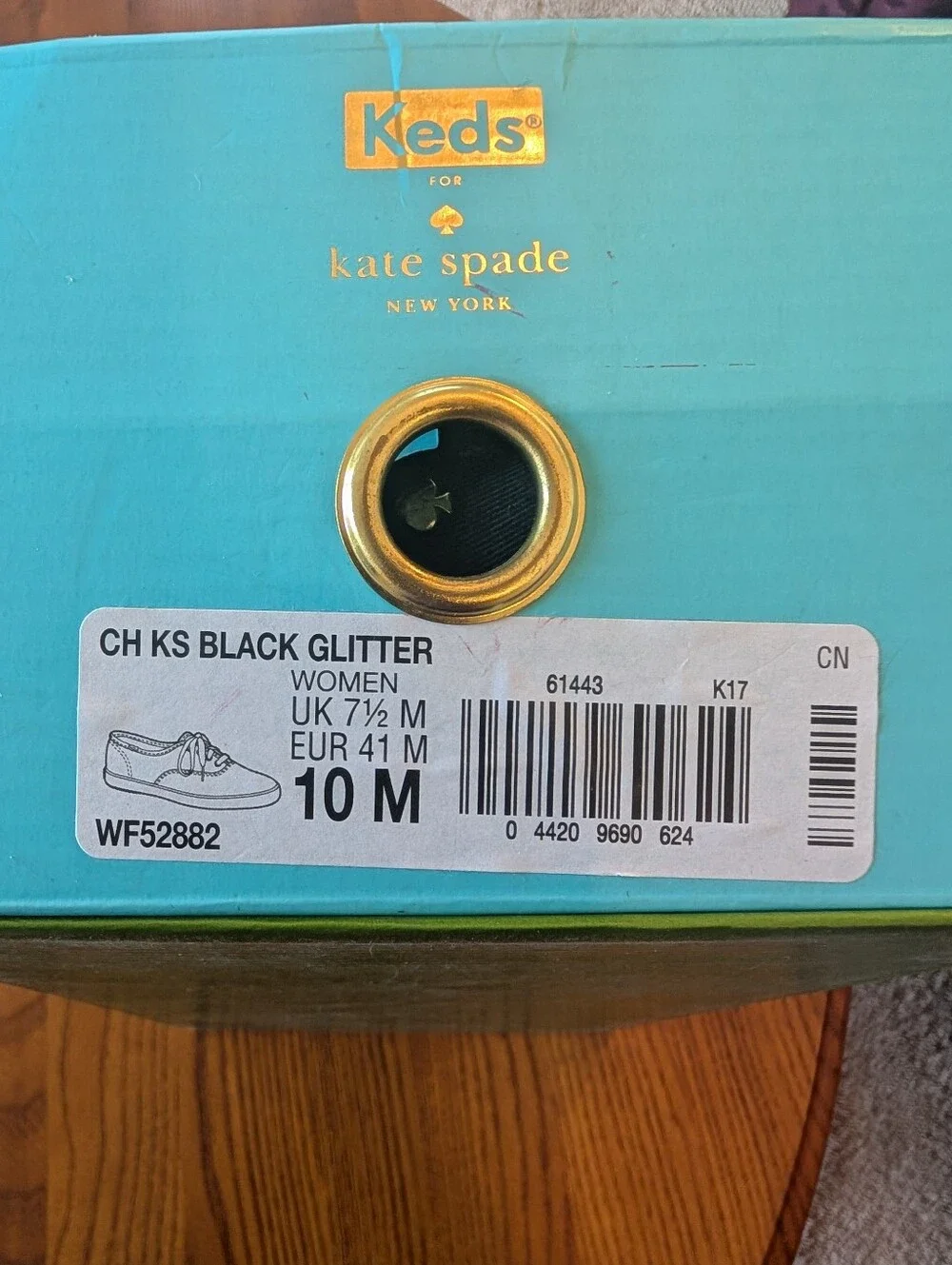 Kate Spade Black Glitter Ribbon-Lace Sneakers, Size 10